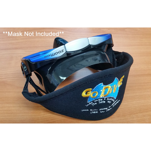 ~ Go Dive Embroidered Mask Tamer - Black - Velcro Strap